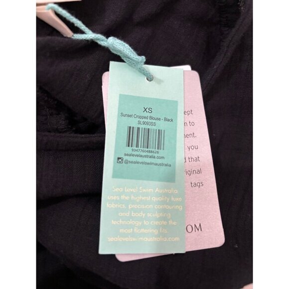Sea Level Swim Australia Sunset Crop Blouse Gauzy Size XS Black - Picture 9 of 14